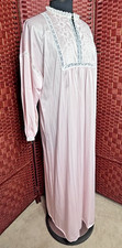Vintage Vanity Fair Pink Nightgown L Long Sleeve Lace Embroidered Maxi Gown