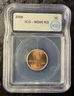2000 Lincoln Memorial Cent ICG MS66 RD Red Penny Slabbed