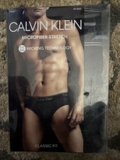 Calvin Klein Men  s 3 Pack Microfiber Stretch Classic Fit Black Hip Briefs New XL