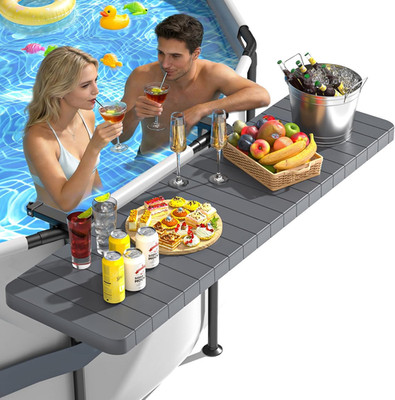 Pool Bar, above Ground Poolside Bar Table, 49.4×9.6'' Stable & Large Pool Side Ta