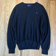 Polo Ralph Lauren V-Neck Sweater Pullover Men  s Black Size Medium Pima Cotton
