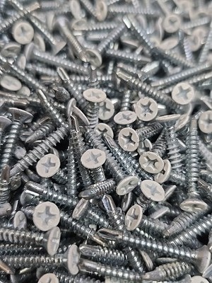 100 Phillips Flat Trim White Head 6 x 1 Self Drilling Tek 2 Screws #6 1in 1'' Ph