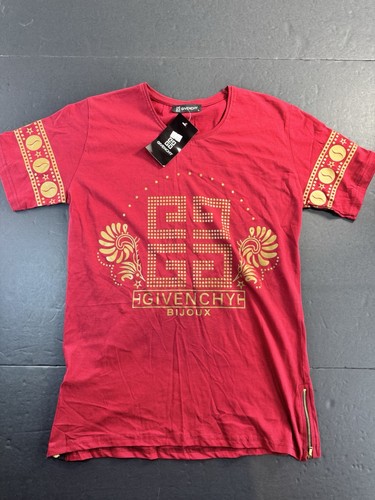 Givenchy Paris camicia uomo taglia large rossa stampa grafica nuova con etichetta vestibilità come media