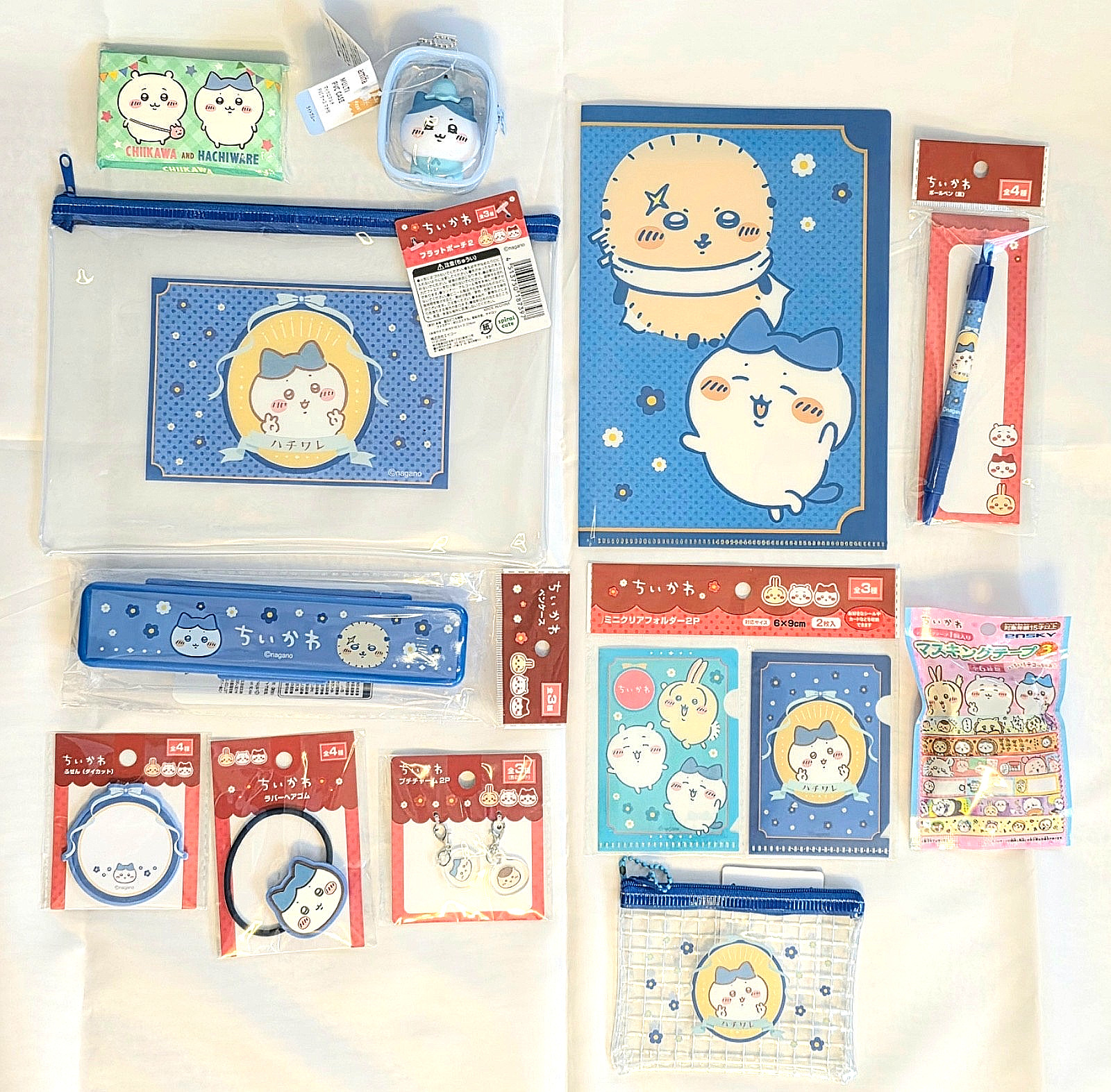 Chiikawa Hachiware 12pc Set Japan 100 yen shop Stationery Pouch Figure NWT