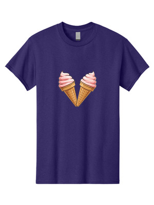 Two-Ice-Cream-Cones Mens Graphic Tee, 100% Cotton, Casual Summer Wear