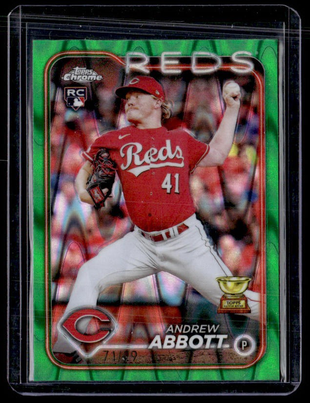 Andrew Abbott 2024 Topps Chrome Green Raywave Refractor /99 #154 Reds