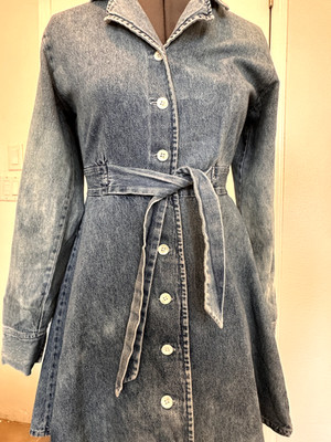 Vintage '80s/'90s Esprit Acid Wash Denim Mini Dress , 100% Cotton - Size Small