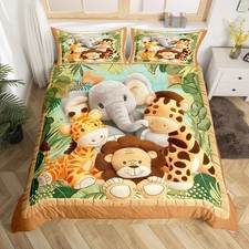 Toddler Cartoon Animal Bedding Set for Kids Boys Girls Tiger Comforter Cover ...