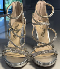 Nina Ryba-My Silver Titan Heels Women's 8 Med Wedding Bridesmaid Strappy
