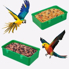Hanging Plastic Bird Cage Feeder and Water Bowls, 2-Pack Parakeet Parrot Food