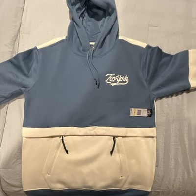 Zoo York Blue White Hooded Pullover Hoodie Graphic Print Pockets Size M