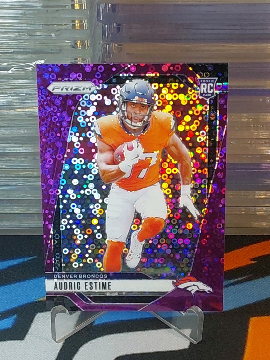 2024 Panini Prizm 306 Audric Estime Rookie Purple No Huddle Prizm/49