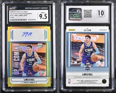 2020 Contenders Optic LaMelo Ball Rookie Auto RC /10 Gold CGC 9.5 Auto 10