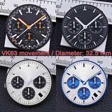 32.5mm Diameter Luminous Watch Dial Face For VK63 Movement Replacement Parts