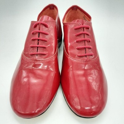 Rare Repetto Zizi Red Patent Leather Lace-Up Shoes Size 39 (24