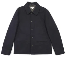 Wallace & Barnes Wool Quilted Skiff Jacket Thinsulate Men's Large Snap Up Black