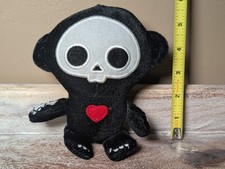 Skelanimals Marcy Monkey Plush Skeleton Red Heart Black Fiesta Collectible 5in