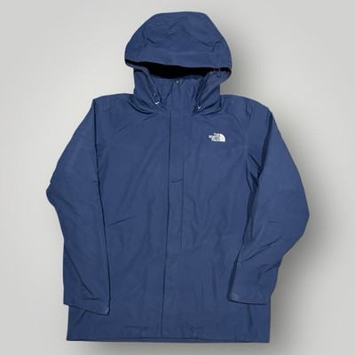 Blaue wasserdichte Herrenjacke von The North Face Gore-Tex mit Kapuze (Größe XL) T208
