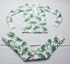 Hanna Andersson Kids Unisex Dinosaur Print Pajama Set JT8 White Size 6-7 NWT