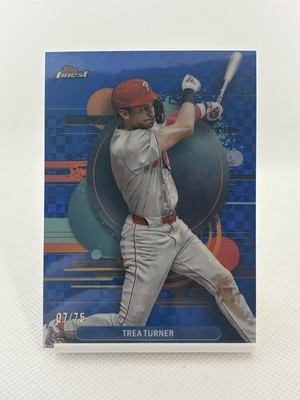 2025 Topps Finest - Uncommon Trea Turner #196 Blue Refractor /75