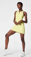 Spanx Plus Women Get Moving Zip Front Dress In Lemon Lime Color size 3X