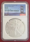 2014 S Silver Eagle NGC MS 69 Struck at San Francisco Mint Golden Gate Bridge