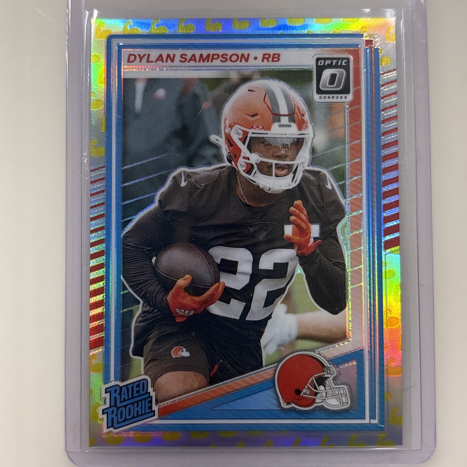 2025 Panini Optic Dylan Sampson #238 Flex Emoji /199 Rated Rookie RC Browns