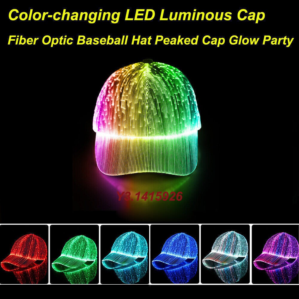 APL Cappelli LED Berretti Baseball 11 Colori Glow Hat Unisex DJ Light Rave Fibra Ottica B6R4