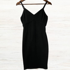 IRIS Dress Womens Small Black Bodycon Cocktail V Neck Spaghetti Strap Little Bla