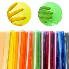 XHT 9 Pcs Clear PVC Vinyl, 21cmx30cm Fluorescent Solid Color Pvc