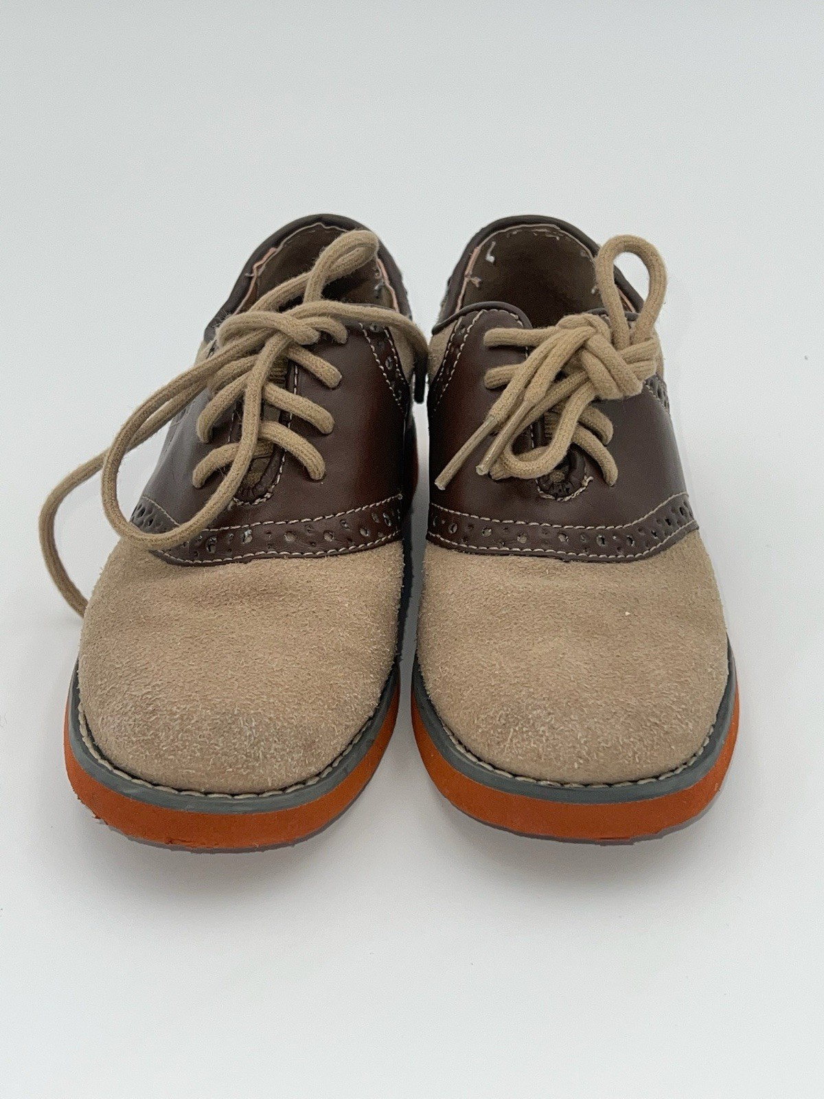 SAOLA Oxford stringate Florsheim bambino ragazzo beige pelle scamosciata taglia 11M