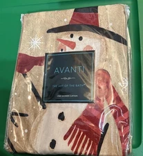 Avanti Tall Snowmen W/ Cardinals & Pine Trees 72 X 72 Fabric Shower Curtain