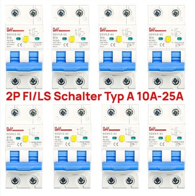 TYP A FI/LS-Schalter Leitungsschutzschalter Kombination RCBO 10-16-20-25A 30mA