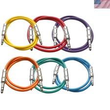 Durable 3 Feet TRS to TRS Audio Cables - Enhanced Signal Clarity, Pack of 6