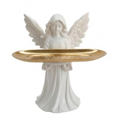 Engelstatue mit Tablett Elegant Schmuckschale mit Engel Dekorativ für Kommode