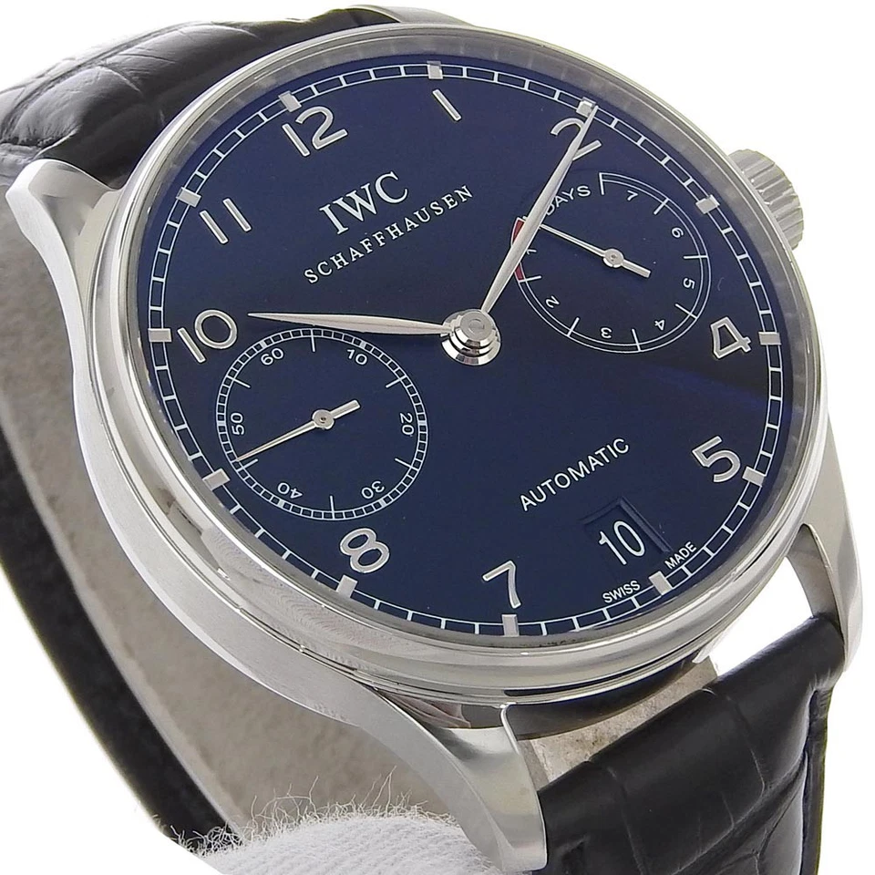 Relojes IWC Portugieser 7 días IW500109 calendario trasero esfera negra acero inoxidable... Foto 3 de 4