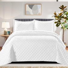 Modern 3 Piece Set Embossed Quilted Bedspread Single Double All Sizes Bedding