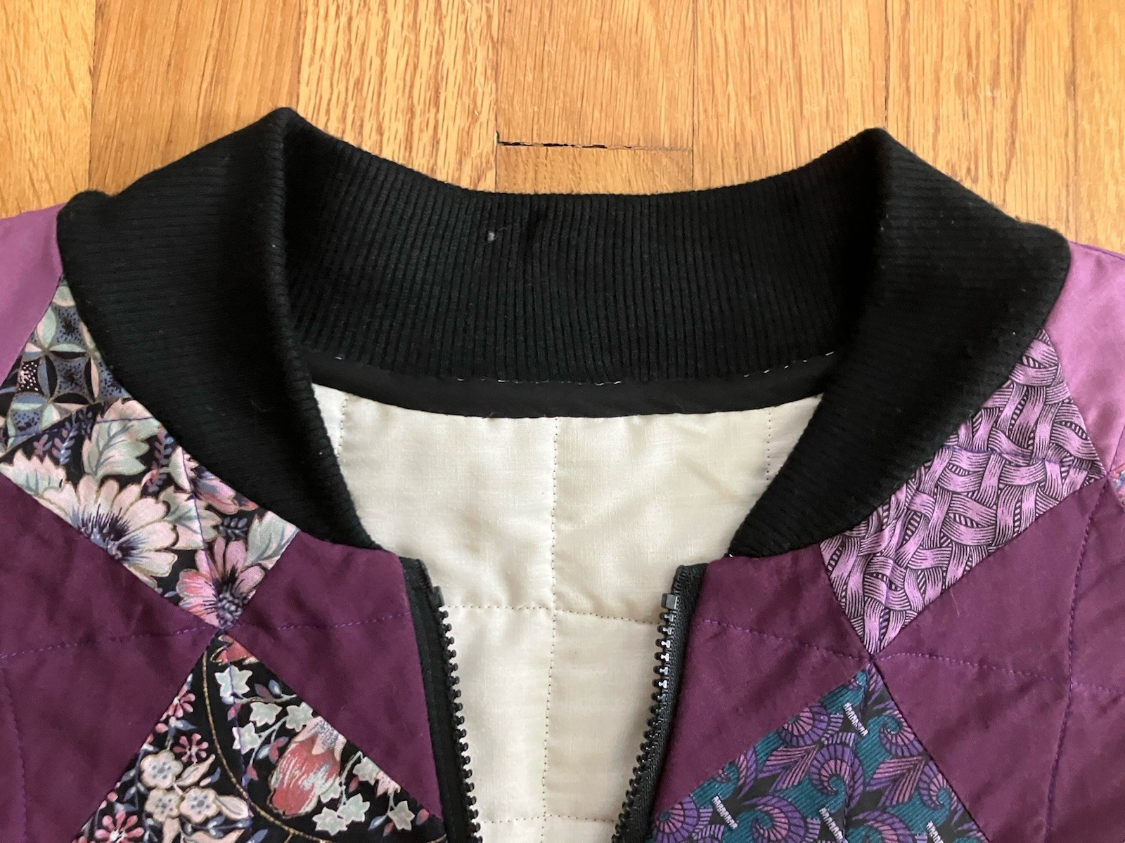 Handmade Patchwork Quilt Jacket Bomber Style Size… - image 4