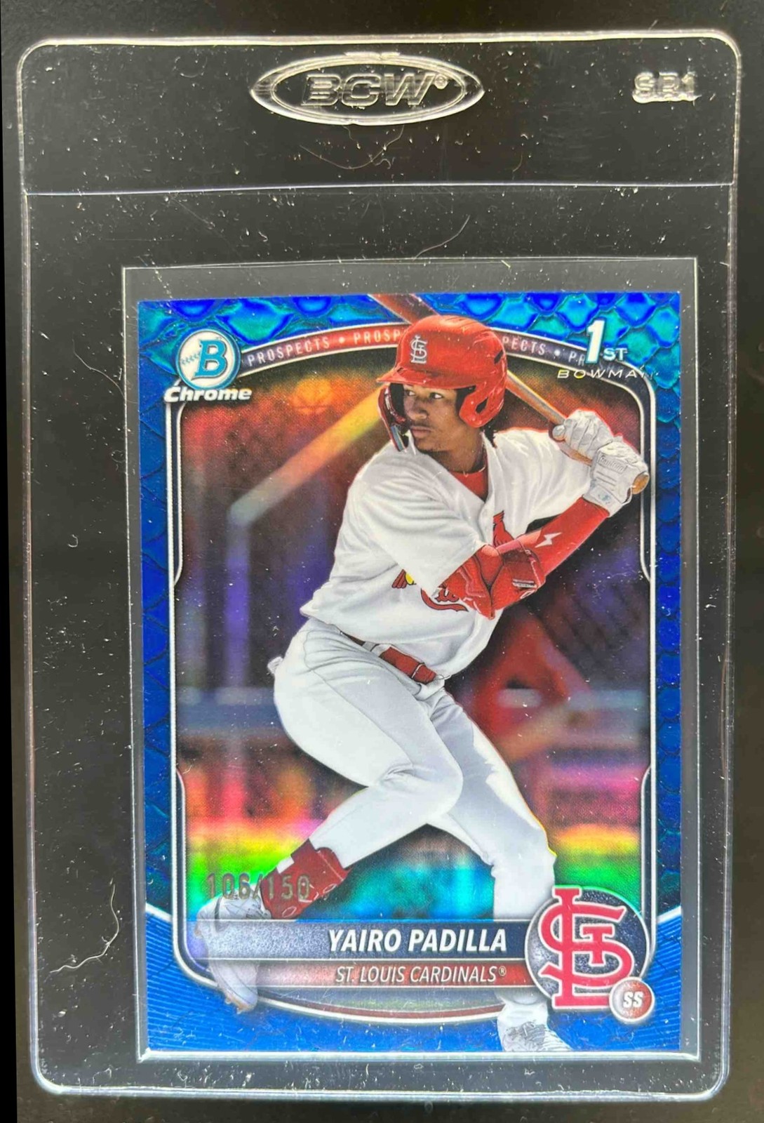 2025 Bowman Chrome Yairo Padilla Reptilian Blue Refractor 1st #106/150
