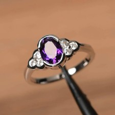 Amethyst Gemstone 925 Sterling Silver Dainty Women Ring Duty Free