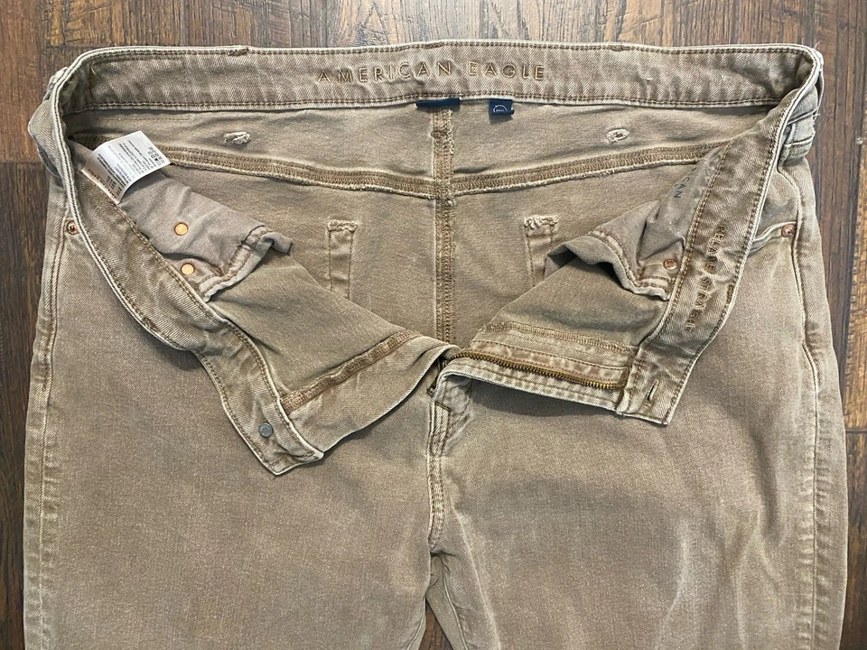Pantalones de mezclilla rectos relajados American Eagle para hombre 40x34 (40x30 reales) Easyflex elásticos Foto 3 de 4