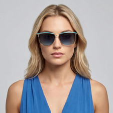 Guess GU00133 Lunettes De Soleil Femme Or Rectangulaires Verre Bleu Dégradé 56mm