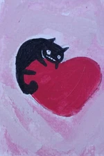 Aceo Original Mixed Media Art Cat