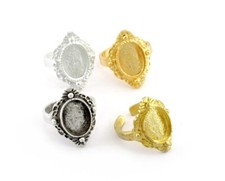 Oval Ring Blank Bezel Adjustable Base Bezel setting Brass silver Gold 5565