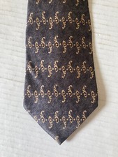 Jones New York Men's Necktie Tie Silk Gray Tan Paisley Style Stripe Made in USA