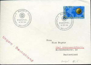 435019) Schweiz Nr. 596 mit K1 Finale der Fußball-WM 1954 ...