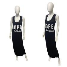 Black Bodycon Maxi Dress with Nope Not Today Lyrics – Women's Slit Long Dress