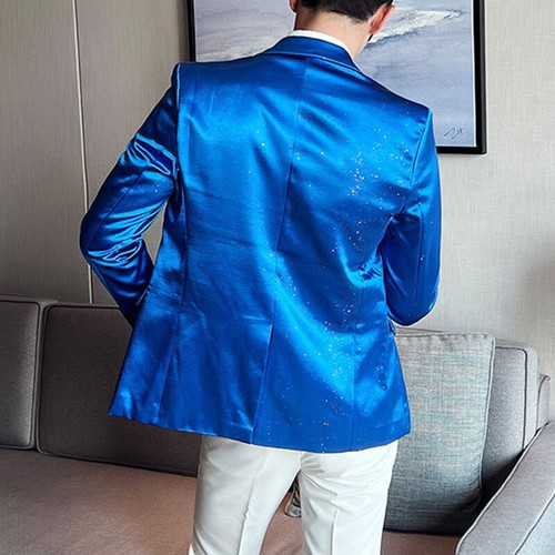 Hombres Brillante Traje Blazer Vestido de Boda Chaqueta Un Pecho Showman Disfraz - Imagen 13 de 18