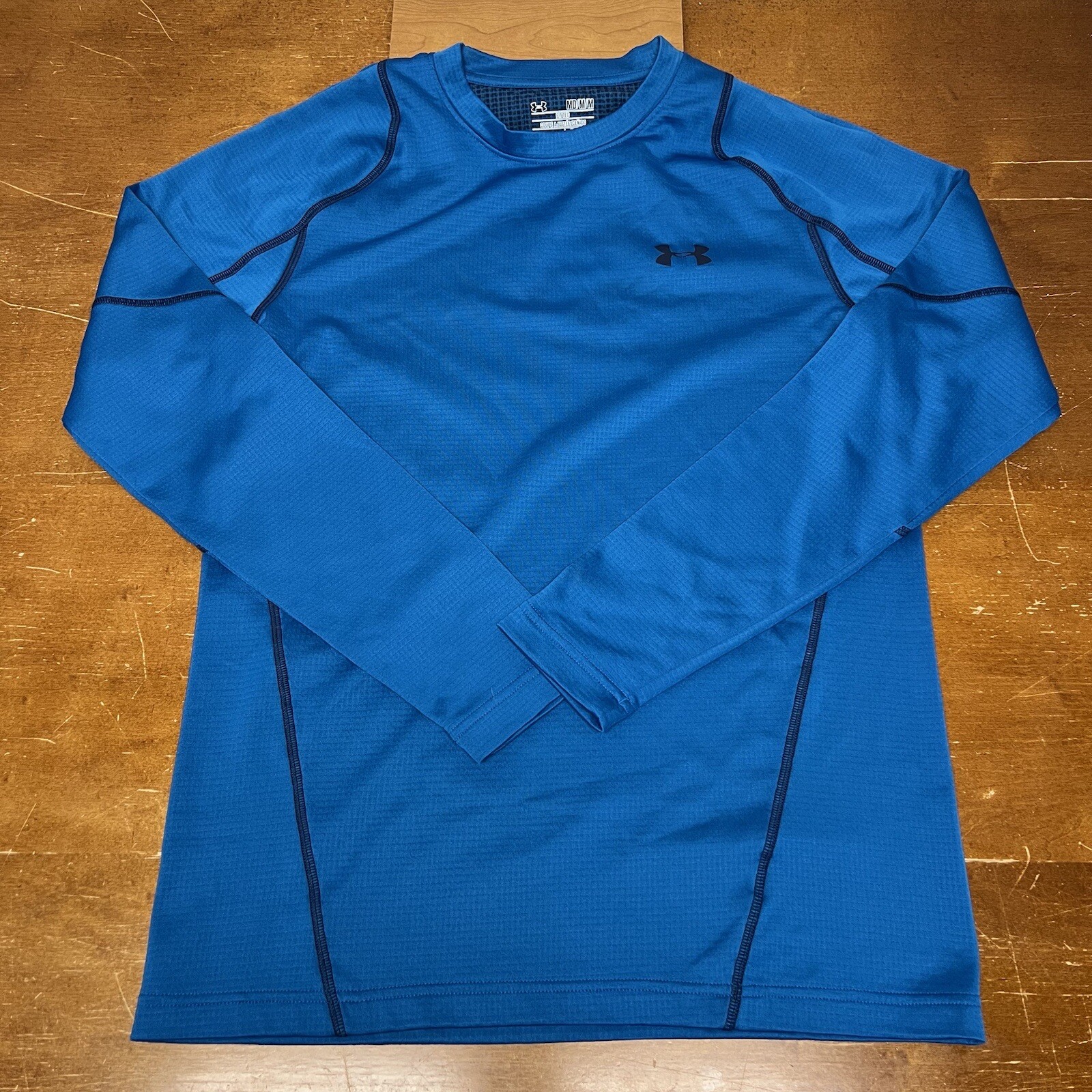 Under Armour Shirt Mens Medium Blue Cold Gear Fitted Long Sleeve