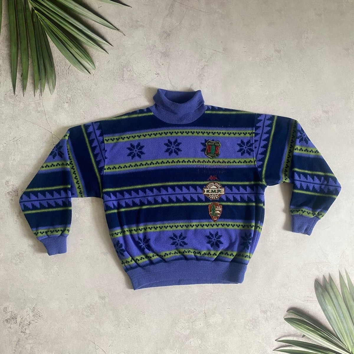 Vintage Kappa Fleece with Funky Multicolour Pattern and Retro